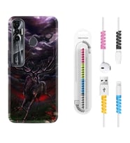 Tecno Spark 6 6 Go 8C 8 Pro 7 7 Pro Kılıf Kablo Koruma Spiral Silikon Dark Deer 1786