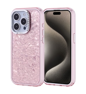 Apple iPhone 15 Pro Uyumlu Kılıf Taşlı Tasarımlı Zore Kapi Kapak (Pembe)