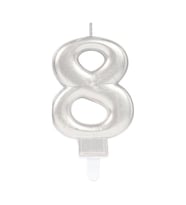 8 Rakam Mum Gümüş Renk (5343)