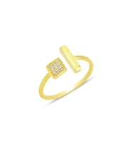 Gümüş altın yaldızlı zirkon taşlı üstten ayarlanabilir küp modeli yüzük SGTL12223GOLD (Rose)