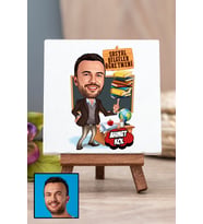 Erkek Sosyal Bilgiler Öğretmeni Öğretmenler Günü Hediye Karikatürlü Masa Dekoru