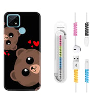 Realme C11 C21 C21Y C25Y C11 2021 Kılıf Kablo Koruma Spiral Silikon Love Animals 1780