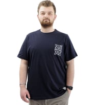 Mode XL Büyük Beden Erkek Tişört Bisiklet Yaka Baskılı Cep Detaylı T-Shirt REFUEL U24053 Lacivert