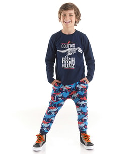 High Voltage Erkek Çocuk T-shirt Pantolon Takım (Lacivert)