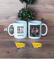 Ablaya Hediye Kupa Bardak Beyaz Fotoğraflı Ablaya Doğum Günü Hediyesi