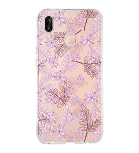 Huawei P20 Lite Uyumlu Kapak Floral Pudra Tasarımlı Şeffaf Silikon Kılıf