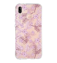 Huawei P20 Lite Uyumlu Kapak Floral Pudra Tasarımlı Şeffaf Silikon Kılıf