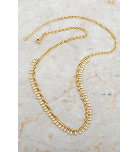 Taşlı Damla Altın Kaplama Gümüş Choker Kolye 7927