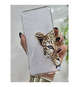 Samsung Galaxy A13 Uyumlu Leopar Desenli Şeffaf Telefon Kılıfı