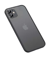 Uyumlu Model Apple iPhone 12 Kılıf Kamera Lensli Kenar Renkli Şeffaf Kapak (Siyah)
