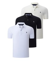 ÜÇLÜ SET T8561 DEWBERRY ERKEK T-SHIRT-SİYAH-BEYAZ-KEMİK (Karışık)