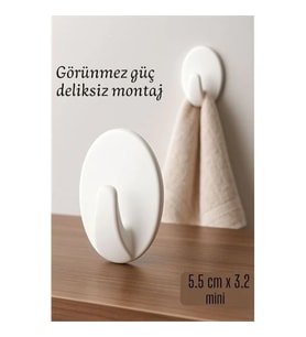 Mey İthalat® Mini Kendinden Yapışkanlı Duvar Askısı – 5.5 x 3.2 cm İz Bırakmaz, Güçlü Tutuş 722286