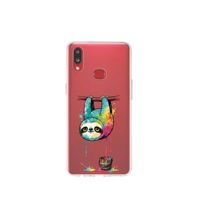 Samsung Galaxy A10s ile Uyumlu Splash Tembel Hayvan Tasarımlı Şeffaf Silikon Kılıf