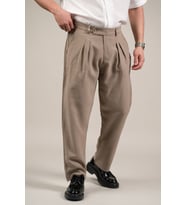 Çift Pileli Yazlık Modal Kumaş Beli Yarım Lastili Baggy Pantolon
