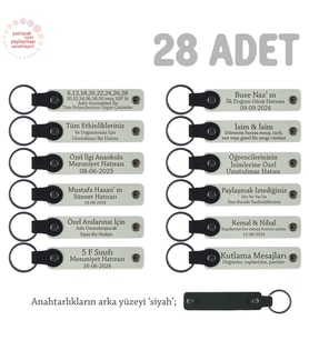 Özel Mevlitleriniz İçin İsim Ve Yazı Yazılabilen 28' li Anahtarlık Set, Beyaz & Siyah