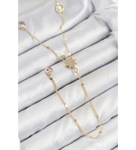 Pirinç Zirkon Taşlı Kutup Yıldızı Model Gold Renk Y Kolye TJ-BKO10452