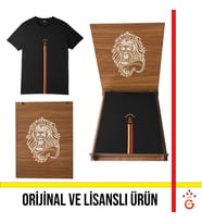 Galatasaray Lisanslı 5 Yıldız Detaylı Siyah T-Shirt Aslan Ahşap Kutulu E251398