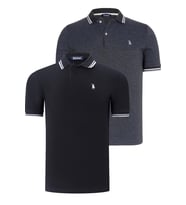 İKİLİ SET T8594 DEWBERRY ERKEK T-SHIRT-SİYAH-ANTRASİT