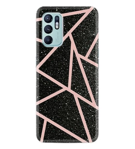 Oppo Reno 6 Kılıf Resimli Desenli Baskılı Silikon Pembe Şeritli Mermer 1312