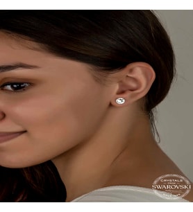 Swarovski Crystal Taşlı Gümüş  Çivili Kadın Küpe