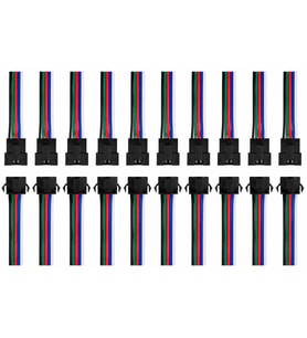10'lu Set 5 Pin Kilitli Konnektörlü Kablo Takımı Erkek Dişi RGB RGBW LED Şerit Bağlantı Kablosu 5 Pin LED Soket