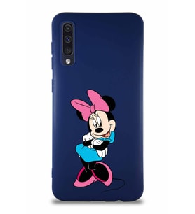 Samsung Galaxy A50 Soft Premier Kapak Minnie Mouse-D Tasarımlı Silikon Kılıf - Lacivert (Şeffaf)