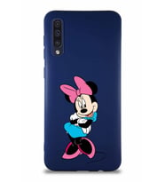 Samsung Galaxy A50 Soft Premier Kapak Minnie Mouse-D Tasarımlı Silikon Kılıf - Lacivert (Şeffaf)
