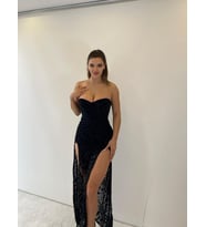 Siyah Geometrik Desenli Flog Baskılı Astarlı