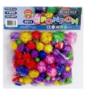 Metalik Simli Ponpon 10-20-30 Mm 120Li - 2 paket