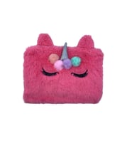 Sevimli Peluş Kalem Çantası, Pembe Unicorn Tasarımı