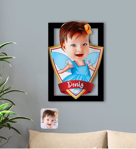 BK Gift Kişiye Özel İsimli Kız Çocuk Peri Karikatürlü 3D Ahşap Tablo-1