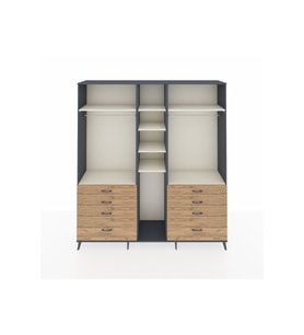 Hyperion Dolap 8 Raflı 8 Çekmeceli 3 Askılı 220x44x243 Antrasit-Aytaşı/Çam