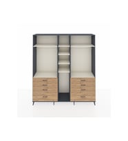 Hyperion Dolap 8 Raflı 8 Çekmeceli 3 Askılı 220x44x243 Antrasit-Aytaşı/Çam