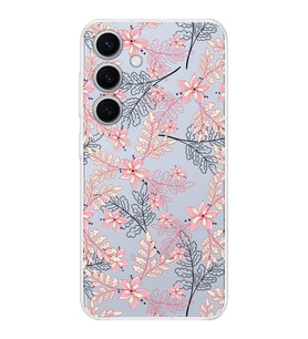 PrintiFy Samsung S24 Uyumlu Kamera Korumalı Floral Kırmızı Tasarımlı Şeffaf Silikon Kılıf