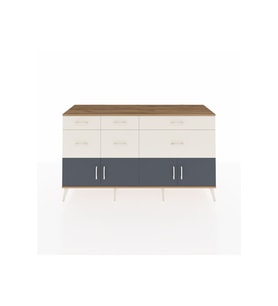 Kronos Konsol Tek Raflı 6 Çekmeceli 4 Kapaklı 176x59x99 Çam-Antrasit/Aytaşı