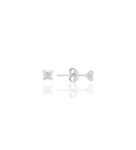 Gümüş zirkon taşlı, kare (Prenses) kesim 3 mm tektaş küpe SGTL12741RODAJ
