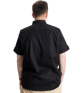 Mode XL Erkek Büyük Beden Gabardin Gömlek ONE CITY 23307 Siyah