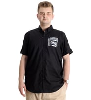 Mode XL Erkek Büyük Beden Gabardin Gömlek ONE CITY 23307 Siyah