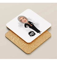 Kişiye Özel Tesettürlü Kadın Karikatürlü Bardak Altlığı