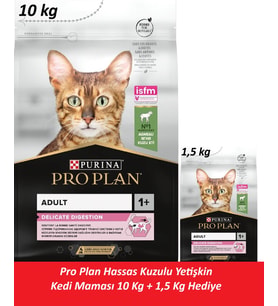 Pro Plan Hassas Kuzulu Yetişkin Kedi Maması 10 Kg + 1,5 Kg Hediye