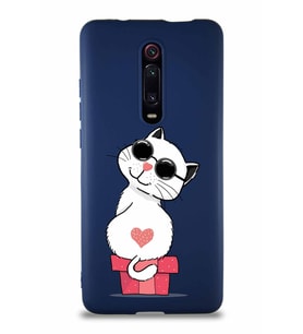Xiaomi Redmi K20 Soft Premier Kapak Coolcat Tasarımlı Silikon Kılıf - Lacivert (Şeffaf)