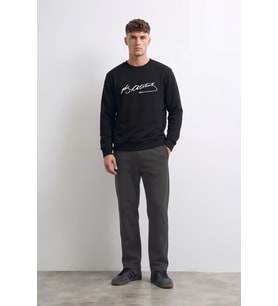 Erkek Atatürk İmzalı Siyah Sweatshirt