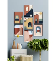 Çerçevesiz Çerçeve Görünümlü Minimal Abstract7 Parça Mdf Yeni Yıl Tablo Seti Modern New Year