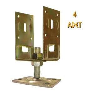 Kupa Ayarlanabilir Pergüle Ayağı - M14 Somun - 8-11.5 cm. - 4 Adet (Sarı Geçişli)