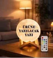 LED IŞIKLI UZAKTAN KUMANDALI DOLUNAY GECE LAMBASI (Kırmızı-İndigo-Bej-Haki-Siyah)