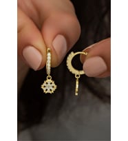 925 Ayar Gümüş Sallantılı Gold Kartanesi Küpe