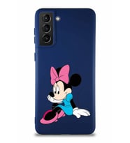 Samsung Galaxy S21 Plus Soft Premier Kapak Minnie Mouse-E Tasarımlı Silikon Kılıf - Lacivert (Şeffaf)