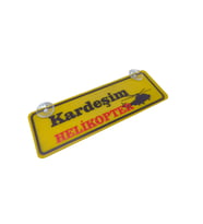 Kardeşim Helikopter Yazılı Sarı Dekor Plaka Vantuzlu Cam Süsü 22X7.5Cm Kh2