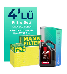 MANN Renault Kadjar 1.2 Benzin TCe Filtre Bakım Seti Motul Motor Yağlı (2015-2018) 4 Lü