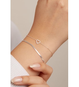 Elika Silver 925 Ayar Gümüş Kalp Model İkili Set